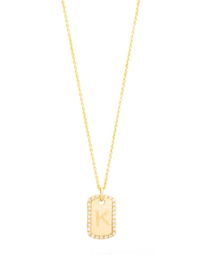 Shop Stone And Strand Tiny Diamond Dog Tag Necklace In Gold