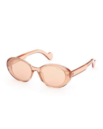 Shop Moncler Oval Mirrored Acetate Sunglasses In Pink