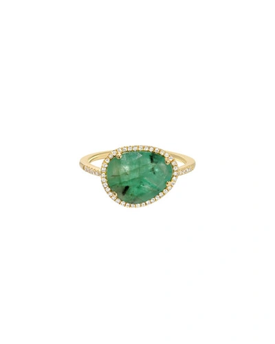 Shop Zoe Lev Jewelry 14k Yellow 0.13ct Gold Diamond And 1.89ct Emerald Ring