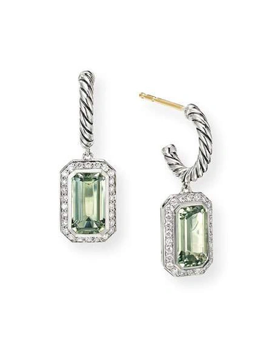 Shop David Yurman Novella Cable Drop Earrings With Blue Topaz And Diamonds In Prasiolite