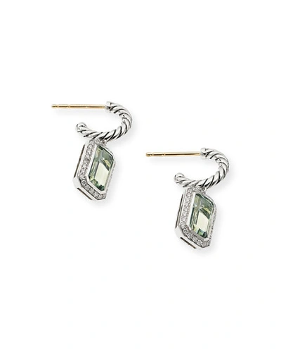 Shop David Yurman Novella Cable Drop Earrings With Blue Topaz And Diamonds In Prasiolite