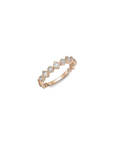 Shop Memoire Stackables 18k Rose Gold Diamond Round & Square Ring
