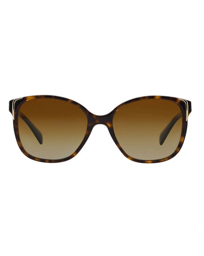 Shop Prada Square Gradient Arrow-edge Sunglasses In Havana/brown