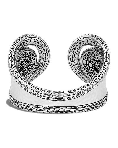 Shop John Hardy Dot Hammered Flex Cuff Bracelet In Silver
