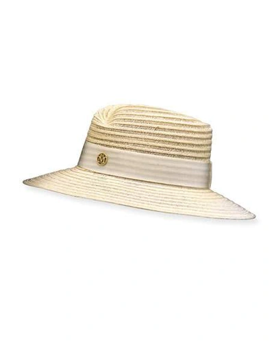 Shop Maison Michel Virginie Straw Fedora Hat In White
