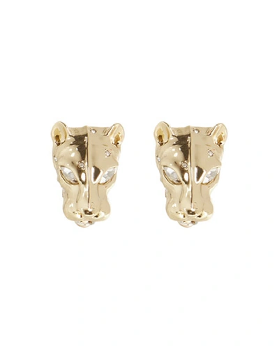 Shop Alexis Bittar Panther Head Lever-back Earrings In Gold