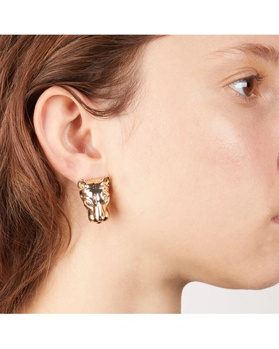 Shop Alexis Bittar Panther Head Lever-back Earrings In Gold