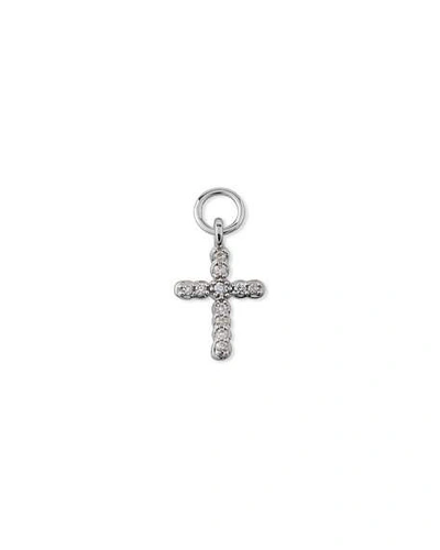 Shop Jude Frances 18k White Gold Petite Pave Diamond Cross Earring Charm, Single