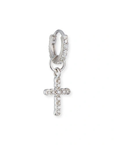 Shop Jude Frances 18k White Gold Petite Pave Diamond Cross Earring Charm, Single