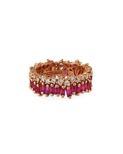 Shop Suzanne Kalan 18k Rose Gold Ruby Eternity Ring Size 6.5