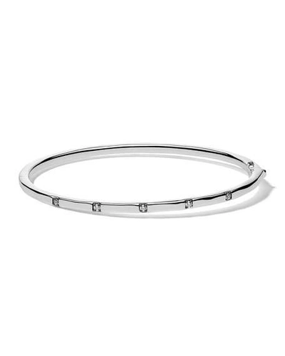 Shop Ippolita Stardust Thin Hinged Bangle In Sterling Silver With Diamonds