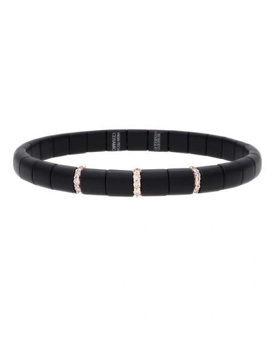 Roberto Demeglio Pura 18k Rose Gold Black Matte Ceramic With Champagne Diamonds Stretch Bracelet In Black