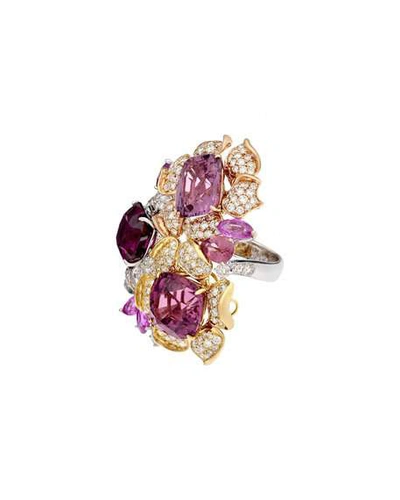 Shop Margot Mckinney Jewelry Three Flower Garnet And Diamond Ring