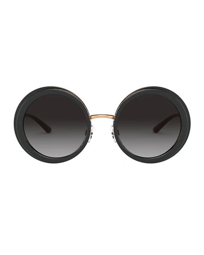 Shop Dolce & Gabbana Round Propionate Gradient Sunglasses In Black