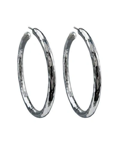 Shop Ippolita Large Hammered Hoop Earrings In Sterling Silver