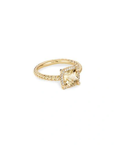Shop David Yurman Petite Chatelaine Pave Bezel Ring In 18k Gold With Champagne Citrine