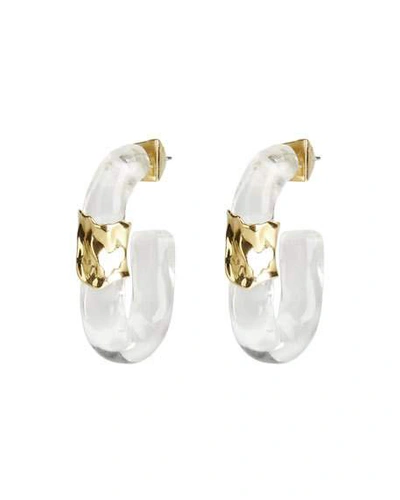 Shop Alexis Bittar Crumpled Segment U-hoop Earrings In Clear