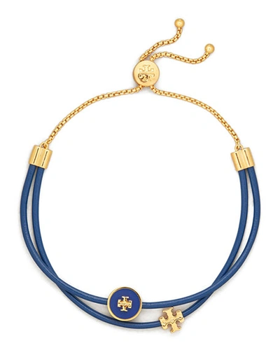 Shop Tory Burch Enamel Logo-slider Bracelet, Blue/gold