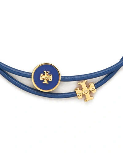 Shop Tory Burch Enamel Logo-slider Bracelet, Blue/gold