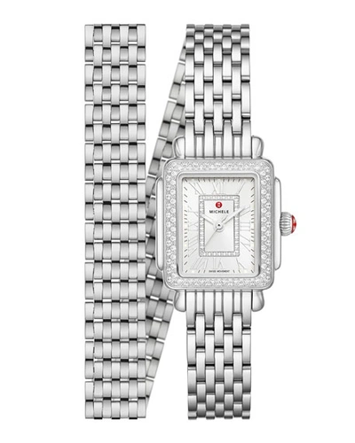 Shop Michele Deco Madison Mini Stainless Diamond Watch, Silvertone