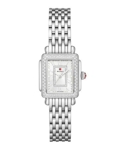 Shop Michele Deco Madison Mini Stainless Diamond Watch, Silvertone