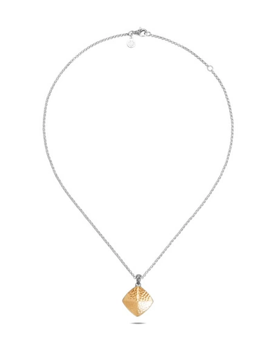Shop John Hardy Classic Chain Hammered 18k Gold Pendant Necklace In Gold And Silver