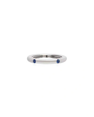Shop Adolfo Courrier Never Ending 18k White Gold Blue Sapphire Ring, Adjustable Sizes 6-8