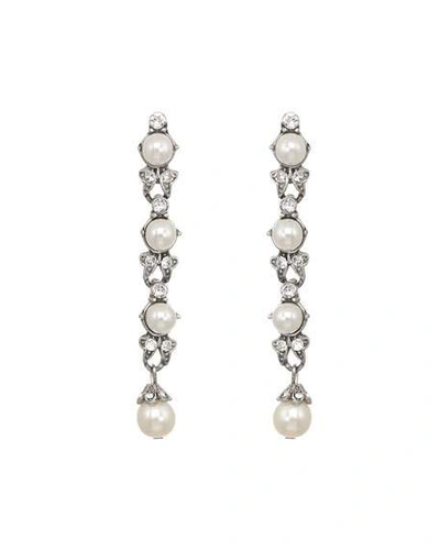 Shop Ben-amun Linear Glass-pearl And Crystal Drop Earrings