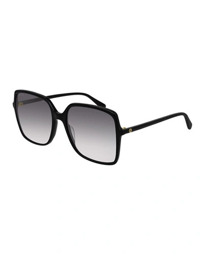 Shop Gucci Square Acetate Sunglasses In Black