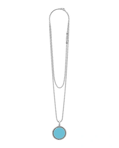 Shop Lagos Maya 32mm Inlay Pendant Necklace, Blue