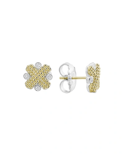 Shop Lagos Caviar Lux X-stud Earrings W/ Diamonds