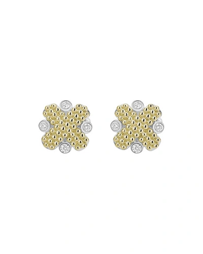 Shop Lagos Caviar Lux X-stud Earrings W/ Diamonds