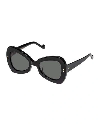 Shop Zimmermann Aurora Butterfly Acetate Sunglasses In Black