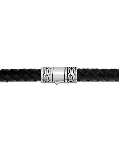 Shop John Hardy Legends Naga Double-dragon Leather Bracelet In Silver