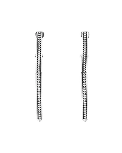 Shop Lagos Signature Caviar Square Hoop Earrings, 40mm In Silver