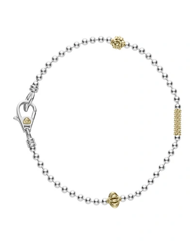 Shop Lagos Caviar Icon 1-row Ball-chain Bracelet In Two Tone