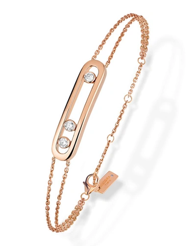 Shop Messika Move Pave 18k Rose Gold Diamond Two-strand Chain Bracelet