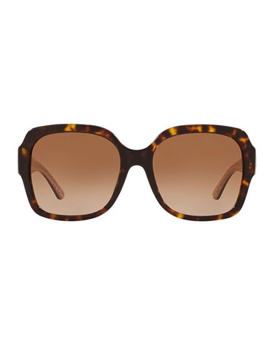 Shop Tory Burch Square Acetate Sunglasses In Tortoise