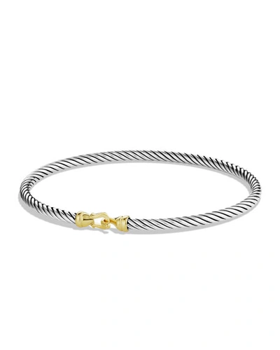 Shop David Yurman Cable Buckle Bracelet In Silver With 18k Gold, 3mm In Two Tone