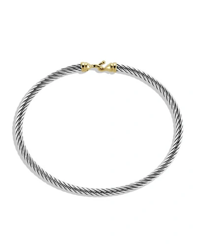 Shop David Yurman Cable Buckle Bracelet In Silver With 18k Gold, 3mm In Two Tone