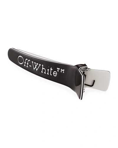 Shop Off-white Logo Pinch Hair Clip In Black/white