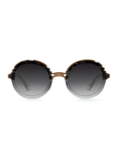 Shop Krewe Louisa Nylon Round Sunglasses In D'oro To Crystal