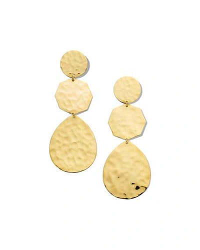 Shop Ippolita Classico Crinkle Hammered Snowman Earrings In 18k Gold