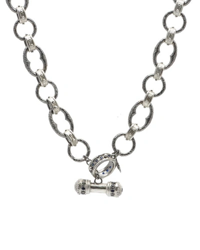 Shop Armenta New World Toggle Necklace With Diamonds And Sapphires In Silver
