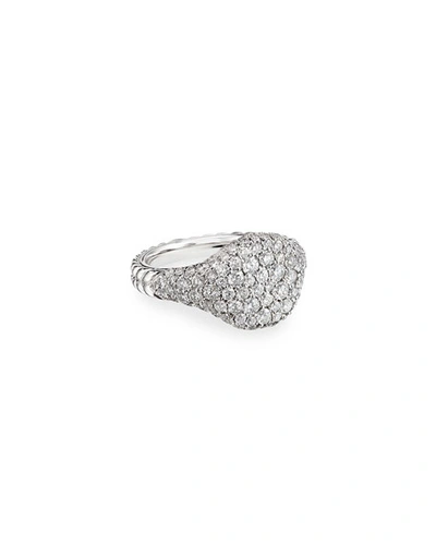 Shop David Yurman Mini Chevron Pave Diamond Pinky Ring In 18k White Gold