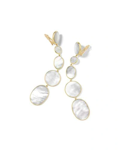 Shop Ippolita Polished Rock Candy 18k 5-drop Clip Earrings, Mother-of-pearl In Oyster