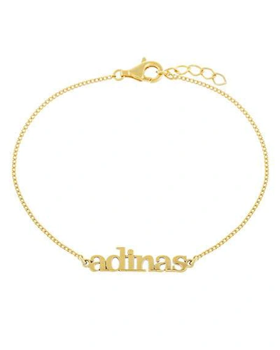 Shop Adinas Jewels Mini Nameplate Chain Bracelet In Gold