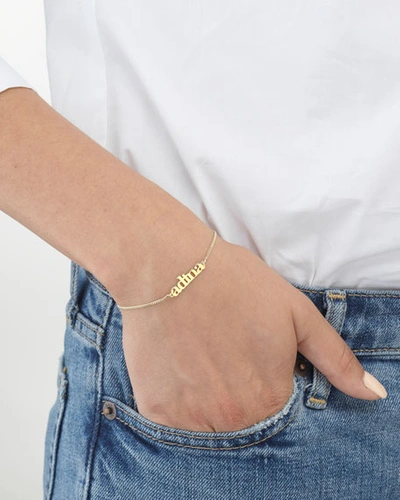 Shop Adinas Jewels Mini Nameplate Chain Bracelet In Gold