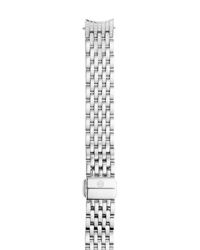 Shop Michele 14mm Sidney Classic Bracelet Strap W/ Diamonds In Silver