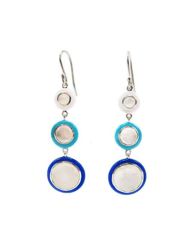 Shop Ippolita Lollipop Carnevale 3-drop Earrings In Sterling Silver With Mother-of-pearl Doublets And Ceramics In Multi